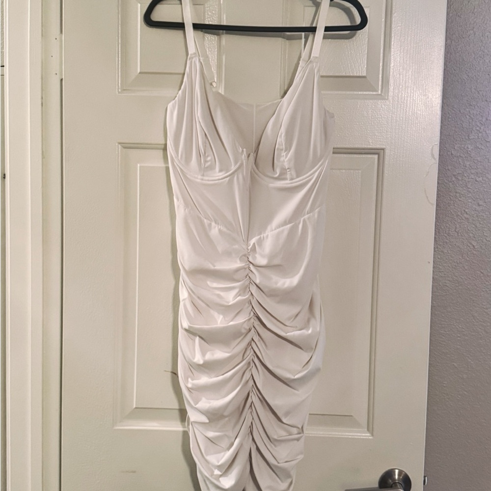 Popilush Bluetag Shapewear Plunging V Ruched Bodycon Mini Dress Dress